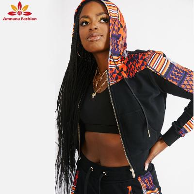 China Zipper Hoodie- Color-blocked design by african print cotton new and nice arrival with a zipper for sale