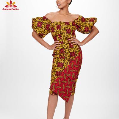 China New cotton fashion off the shoulder dress women African Ankara dresses traditional kitenge designs with nice quality for sale