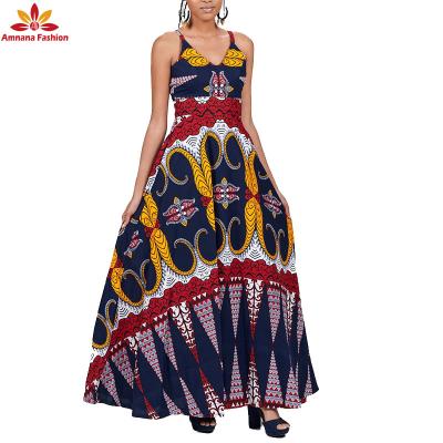 China Hot Selling Ankara Print Cotton Dashiki African Bazin Dress Maxi Long Dresses With Lowest Price for sale