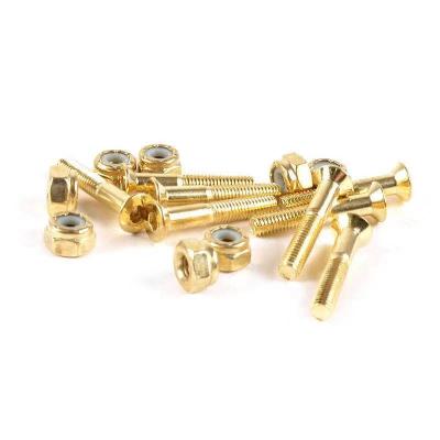 China Adult Anodized Gold Color 1inch Skateboard Bolts And Nuts Hexagon Hardwares for sale