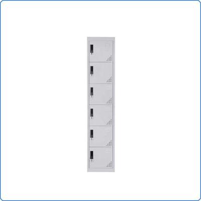 China Single Tier 6 Locker 6 Doors Clothes Closet Vertical RTD Rush Structure Metal Doors Laundry Locker Gym Steel Student Wardrobe for sale