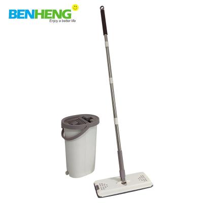 China BENHENG 360 flat broom sustainable with cylindrical rotation shape bucket for sale