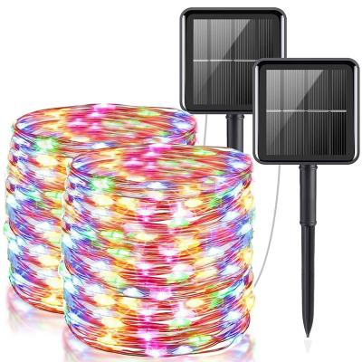 China Solar Powered 20M 8 Modes Copper Wire String Lights 200LED Outdoor Solar String Lights For Christmas Day Decoration for sale