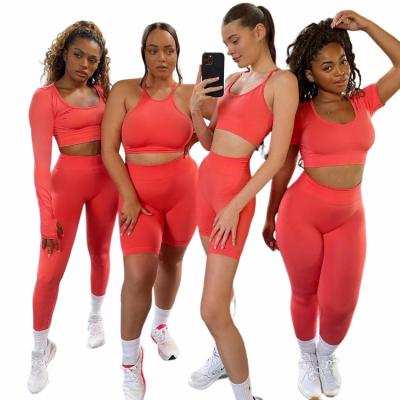 China Breathable Custom Seamless Athletic Fitness Workout Wear Sports Activewear Women Yoga Pant And Bra 6 Piece Yoga Outfit Set Gym Fitness Sets for sale