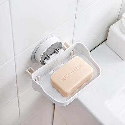 China Wholesale-Sustainable Hanging White Plastic Amazon Bathroom Drain Wall Mount Soap Bar Holder Adhesive ABS for sale