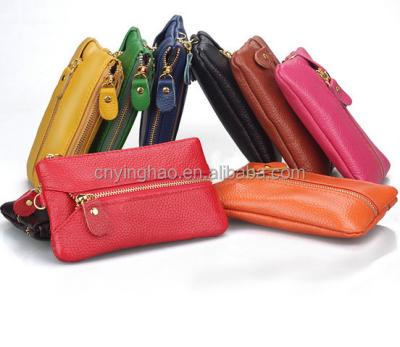 China 2016 PU Leather Multiple Zipper Leather Holder Key Pouch for sale