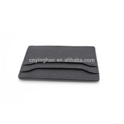 China Custom High Quality Portable Vintage PU RFID Credit Card Black Leather Holder for sale