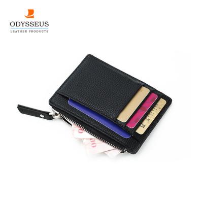 China RFID-blocking Protects Your Personal Information Slim Wallet Customized Leather Rfid Card Holder With Zipper for sale