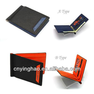 China New Pocket Money Men's Wallet KOREA -235 Slim Colorful Leather Spring Money Clip for sale