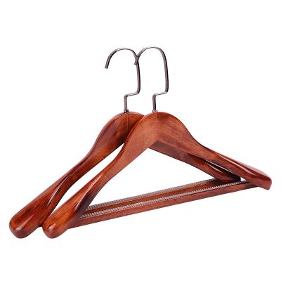 China DISPLAY Top Sale Antique Color Women Solid Wood Coat Hanger for Cloth Shops OEM Logo for sale