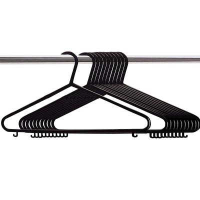 China Industrial Black Color Strong Plastic Clothes With Suit Pants Bar And Lips Adult Coat Hangers (37.5cm Wide) for sale