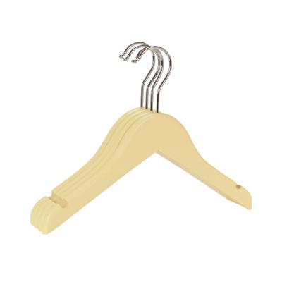 China Tropical Yellow Colorful Hanger For Clothes Wood Wooden Skirt Cute For Kids Display Garment Tops 100 Admitted 1.2 Cm Multifunctional Flats for sale