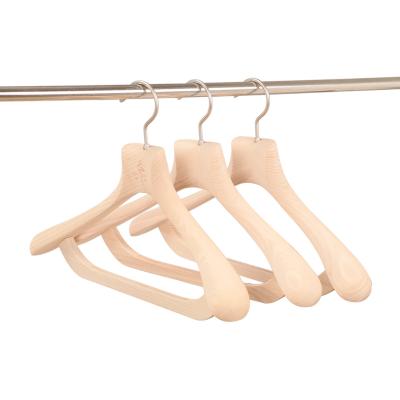 China OEM High Quality Luxury Coat Suit Coat DISPLAY OEM Wooden Hangers with Anti Slip Bar for Customization for sale