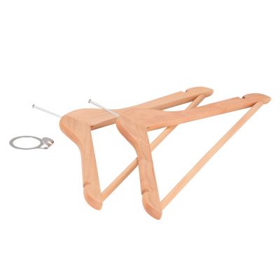 China SHOW china clothes hanger wholesale hanger hotel hanger natural solid wood anti thief space saving wooden hanger for sale