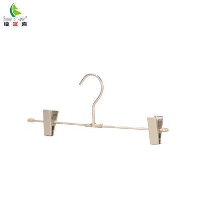 China Wholesale Multifunctional Chrome Color Adjustable Metal Trouser Hanger with PVC End Non-slip Clips for sale