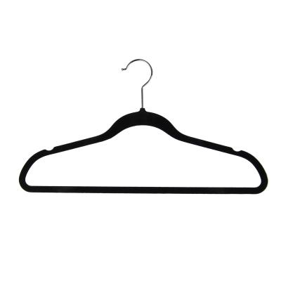 China DISPLAY Space Saving Black Velvet Hangers Custom Velvet 360 Degree Chrome Swivel Hook Logo Hanger for sale