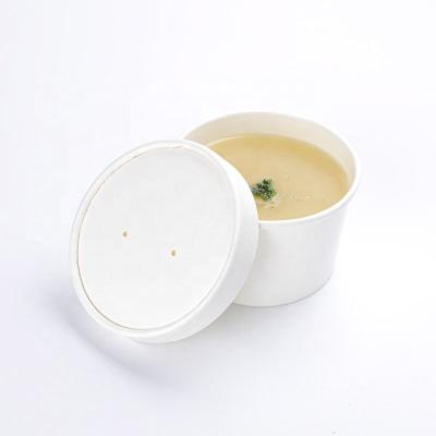 China Biodegradable Custom Round Disposable Lunch Box Fast Food Wrapping Paper Soup Takeout Packed Cup With Lid for sale