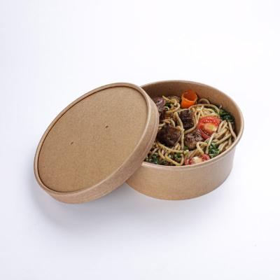 China Biodegradable Boutique Paper Bowls With Lids Strong Lifting Kraft Paper Heat Resistant Bowl for sale