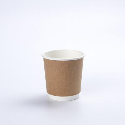 China 4oz Biodegradable Disposable Double Wall PE Coated Coffee Cup Paper Cups With Lid On Sale for sale