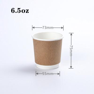 China 6.5oz Biodegradable Food Packaging Container Takeaway Eco-friendly Custom Printing Double Wall Paper Disposable Coffee Cup for sale