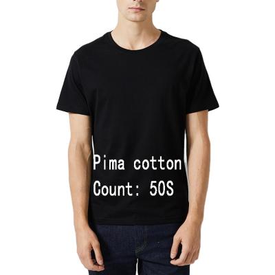 China Anti-wrinkle Pima Cotton Tee Cotton High Count Blank T-Shirt 50s Count 5.2 oz for sale