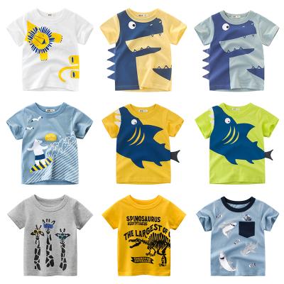 China Boys T-shirt Cartoon Animals Baby Boy Girls Cotton T-shirt Shark Summer Clothing Dinosaur Print Kids Compressed T-shirt for sale