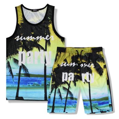 China QUICK DRY Sublimation Printing 100% Polyester Sleeveless Fitness Vest Sports Seaside Vacation Quick-Drying Loose Tank Top for sale