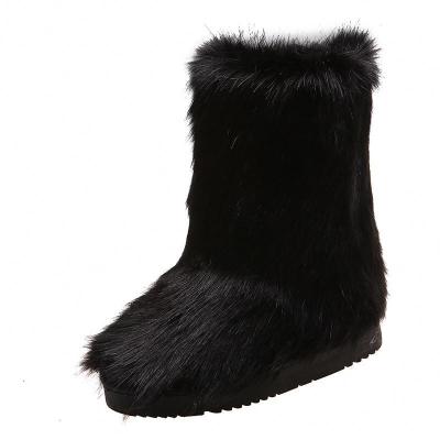 China Fashion Trend Men's Winter Snow Boots Warm Ankle Boots Faux Fur Striped Outdoor Walking Boots for sale