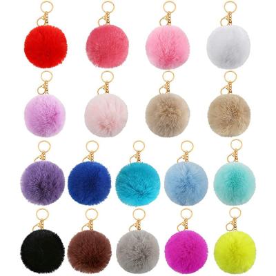 China Cheap Faux Fur Personalized Simple Style 8cm Fluffy Cute Faux Fur Pom Pom Fur Ball Keychain for sale