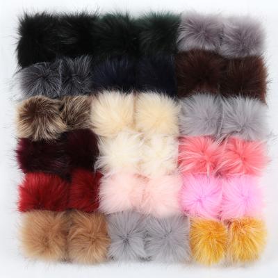 China 201 Fashion Accessories 12PC Coloful 10cm Hairball Hat Ball Pompom Fake Fox Fur Handmade Clothing DIY Knitted Accessories for sale