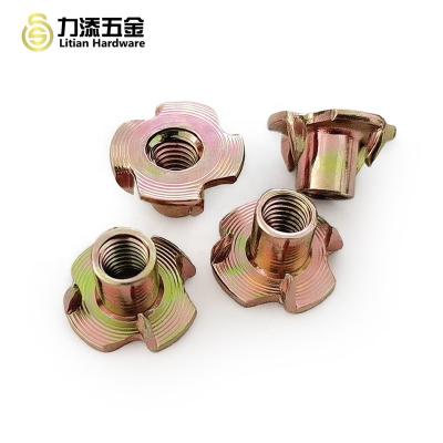 China 4 Toothed T-Nut Fork Nuts Durable Tee Spring Nuts Sliding Drop Slot Four Claw M6 din1624 for sale