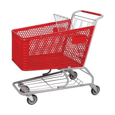 China Best Quality Supermarket Easy-carrying Fashionable Plastic And Steel Shopping Trolley Trolley With Wheels for sale