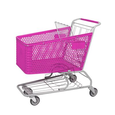 China New Plastic Supermarket Shopping Cart Easy-Carry Basket Trolleys With Custom Logo for sale