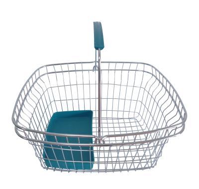 China Handle Grocery Wire Supermarket Easy-Carry Shopping Basket for sale