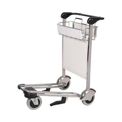 China Stainless Steel Airport Easy-Carry Luggage Trolley Push Luggage Trolley With Hand Brake And 3 Wheels for sale