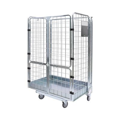 China Collapsible Large Metal Storage Warehouse Roll Cage Roll Cage Trolley for sale