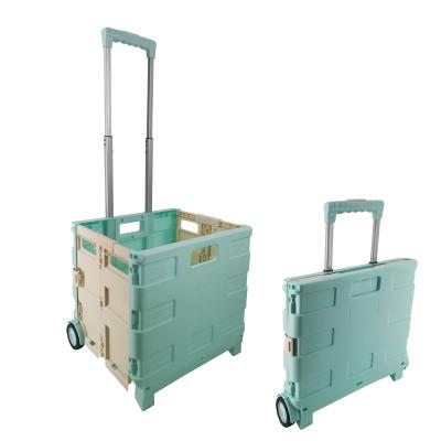 China Collapsible Folding Shopping Trolley Two Wheel Plastic Folding Trolleys for sale