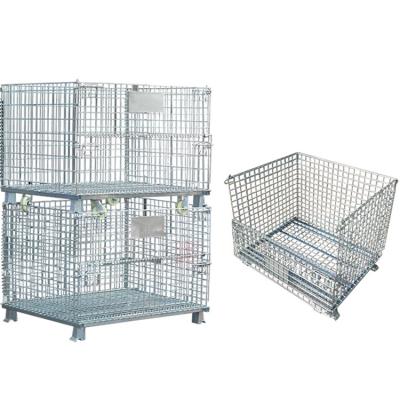 China Warehouse Storage System Shelf Push Iron Net Basket Flatbed Pallet Cart for sale