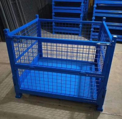 China Warehouse Goods Storage Metal Bulk Wire Mesh Heavy Duty Collapsible Folding Rigid Storage Stacking Cage Containers for sale