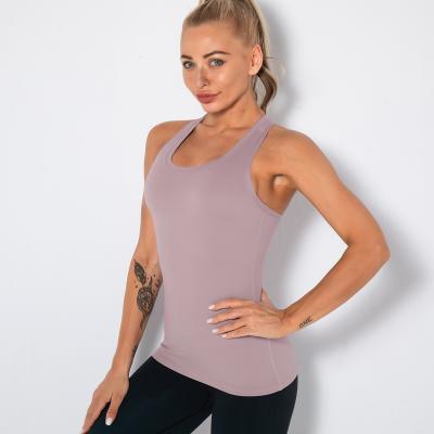 China 5 Solid Colors Summer Autumn SportsWear Plain Women Breathable Fitness U Neck Classic Tank Top for sale