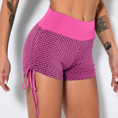 China Breathable High Waist Tiktok Workout Gym Fitness Logo Lace Mesh Scrunch Butt QUICK DRY Witness Sports Shorts Women for sale