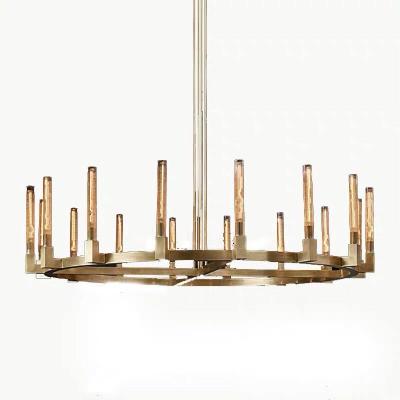 China Residential Brass Round Chandelier Led Ceiling Light Fixture Brass Restaurant Lighting 36