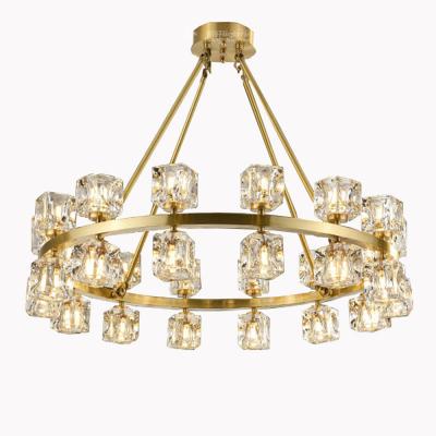 China Modern Minimalist Residential Brass Chandelier Round Copper Chandelier Living Room Bedroom Lamp Crystal Study Lamp for sale