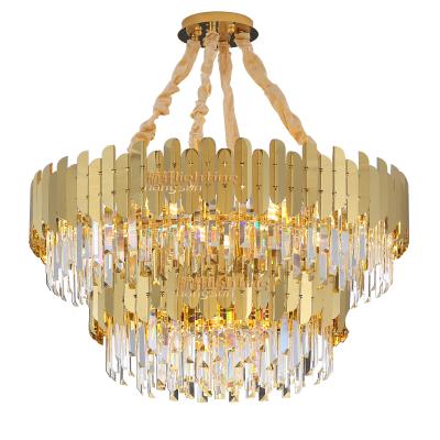 China Hot Gold Home Living Room Luxury Hanglamp K9 Crystal Modern LED Crystal Chandelier Lighting Stainless Steel Modern China Factory Sale for sale