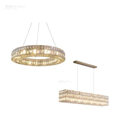 China Modern Design Round Living Room With Rectangle Dining Lights Lighting Modern Chandelier Crystal Lights Luxury for sale