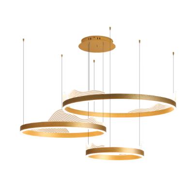 China Residential Contemporary Simple Round LED Ring Gold Aluminum Acrylic LED Ceiling Chandelier Indoor Decorative Lights for sale