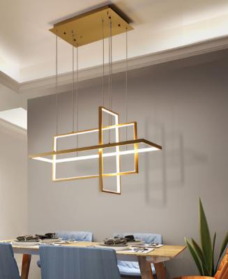 China Residential Modern Gold LED Aluminum Chandelier Gold Square Led Ceiling Pendant For Restaurant Dining for sale