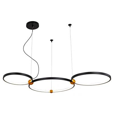 China Residential Wholesale Modern Interior Living Room Bedroom Lighting Black 3 Ring Light Pendant Lamp for sale