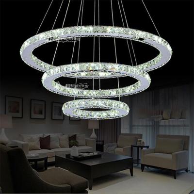 China Other Luxury Led Modern Crystal Round Ceiling Three Storey Chandelier Lighting Living Room Dining Room for sale