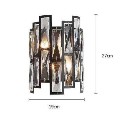 China Contemporary modern black with crystal clear k9 for living room dining room luxury wall lamp for sale